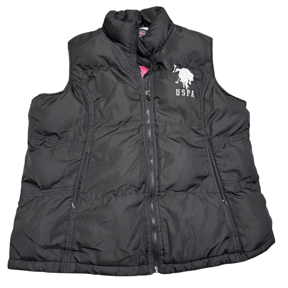🖤 U.S. Polo Assn. Black Puffer Vest 2XL w/ Hot Pink Lining 🖤